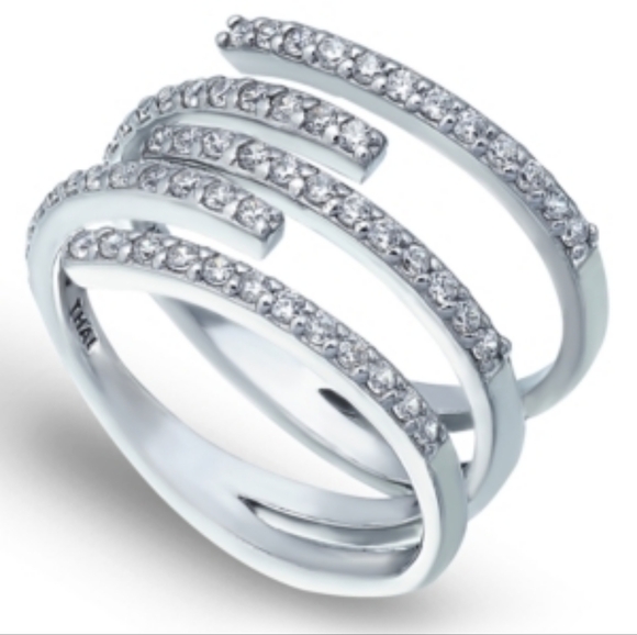 Macy's Jewelry - Macy's Cubic Zirconia 5 Row Bypass Ring in Silver Plate & 18k Gold Plate ✨️ NWT